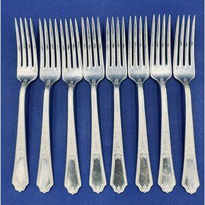 8 Luncheon Forks 7 1/8" 1847 Rogers Bros Ancestral Vintage Silver Plate